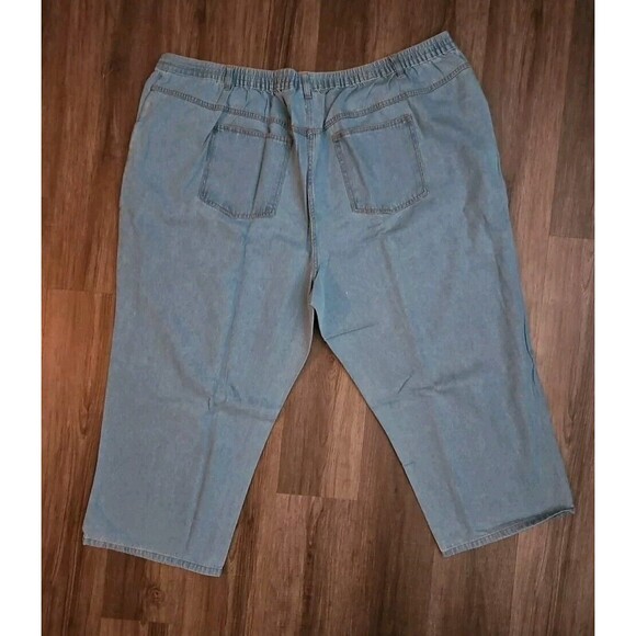 Woman Within Jeans 38W P Medium Wash Classic Fit Wide-Leg  Elastic Waist - Picture 2 of 6